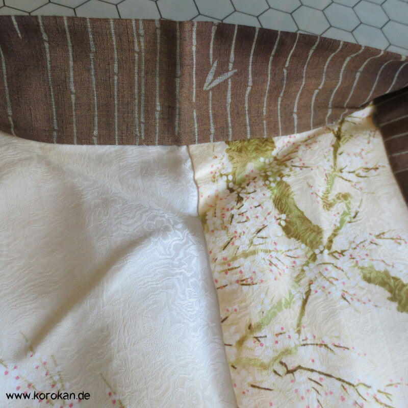Bambusstreifenmuster Tsumugi Haori Kimono Jacke mit Himo