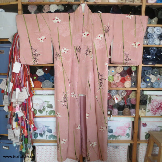 Bambus über Rinzu Damast Komon Kimono