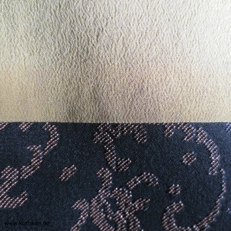 kupfer Wellenrondelle auf schwarz festlicher Komon Kimono