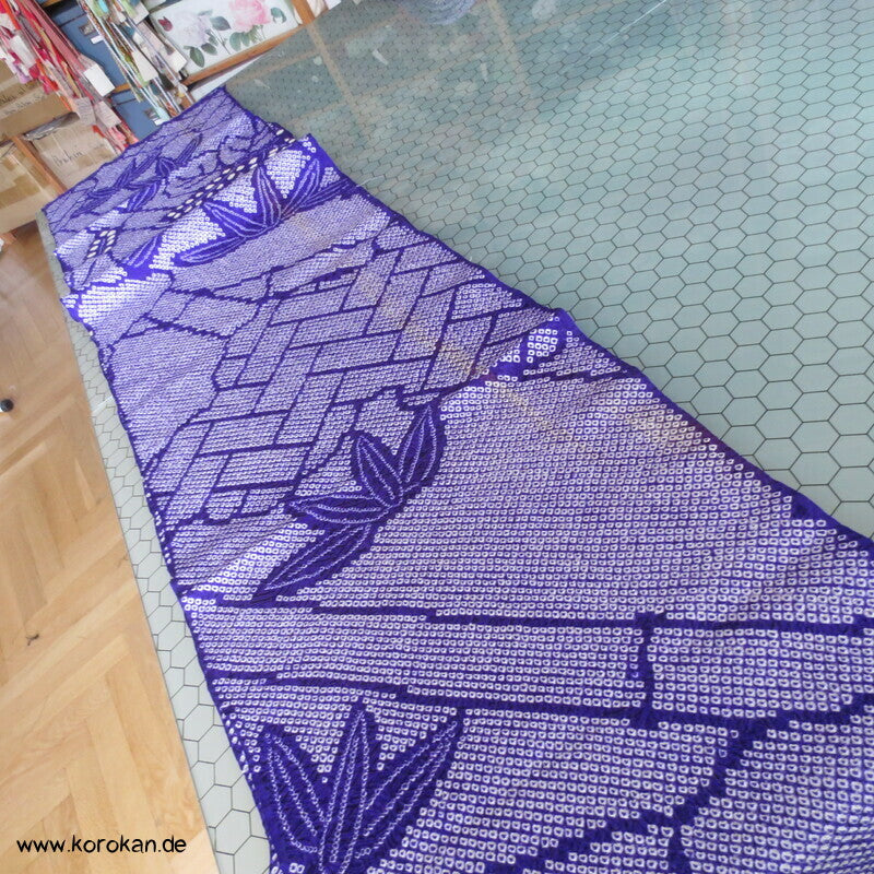 Full Shibori Seiden Karieba für Furisode Kimono, Bambus, Paulownia