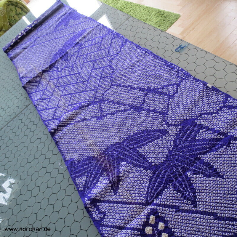 Full Shibori Seiden Karieba für Furisode Kimono, Bambus, Paulownia