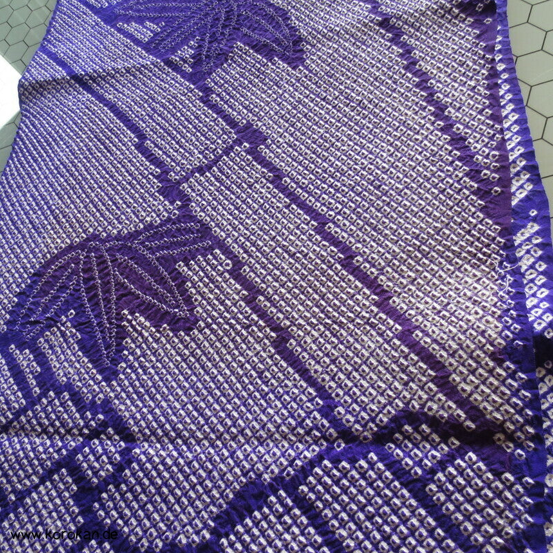 Full Shibori Seiden Karieba für Furisode Kimono, Bambus, Paulownia