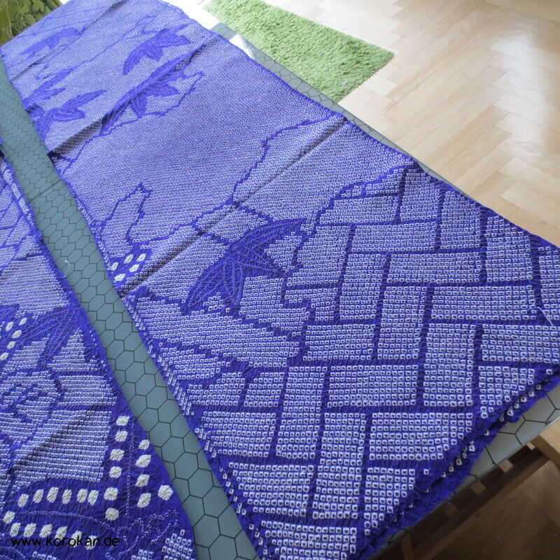 Full Shibori Seiden Karieba für Furisode Kimono, Bambus, Paulownia
