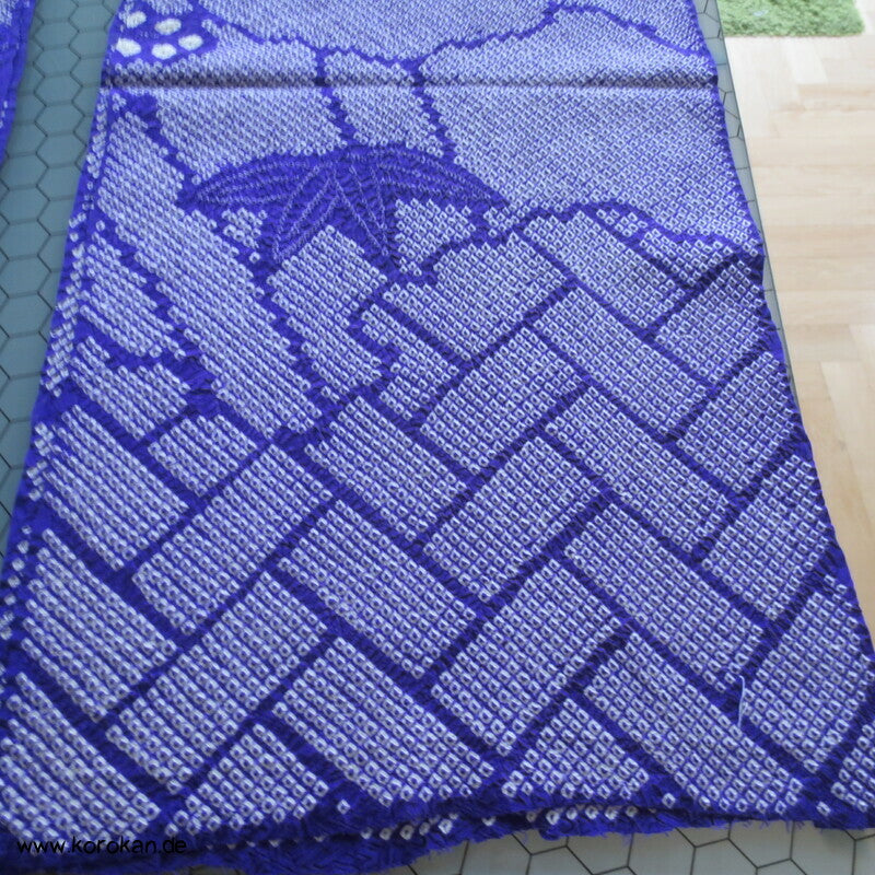 Full Shibori Seiden Karieba für Furisode Kimono, Bambus, Paulownia