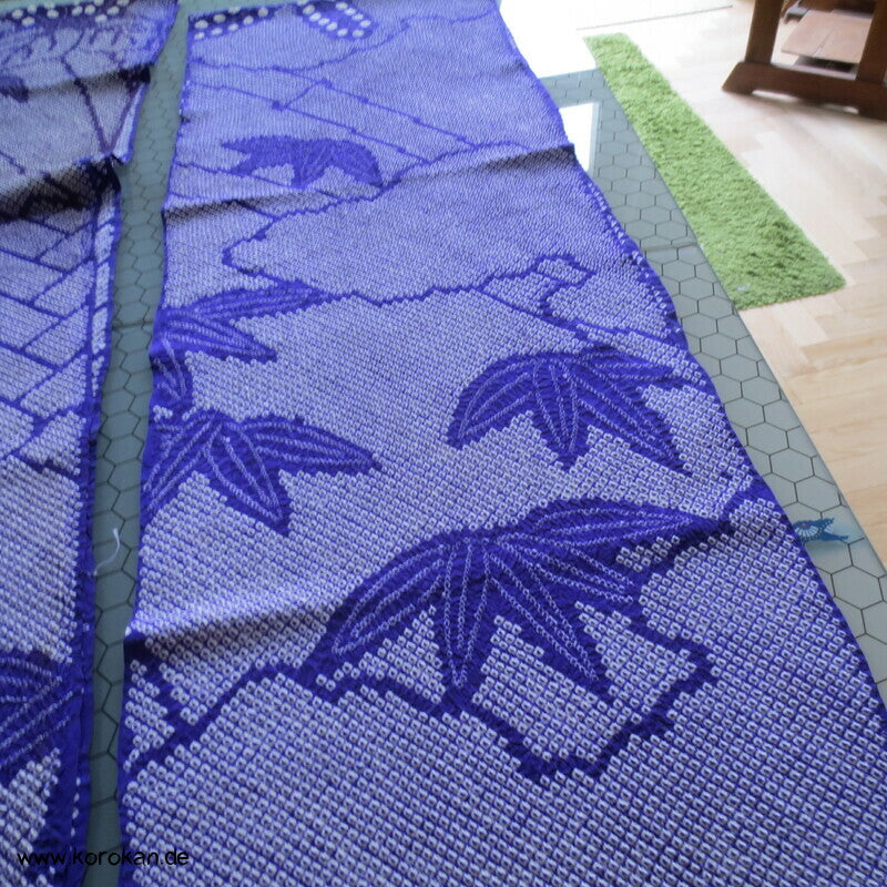 Full Shibori Seiden Karieba für Furisode Kimono, Bambus, Paulownia