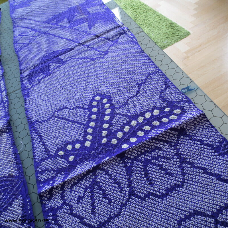 Full Shibori Seiden Karieba für Furisode Kimono, Bambus, Paulownia