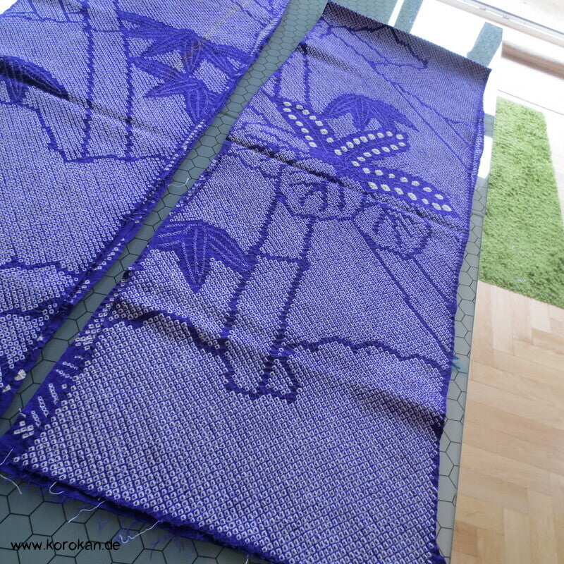 Full Shibori Seiden Karieba für Furisode Kimono, Bambus, Paulownia