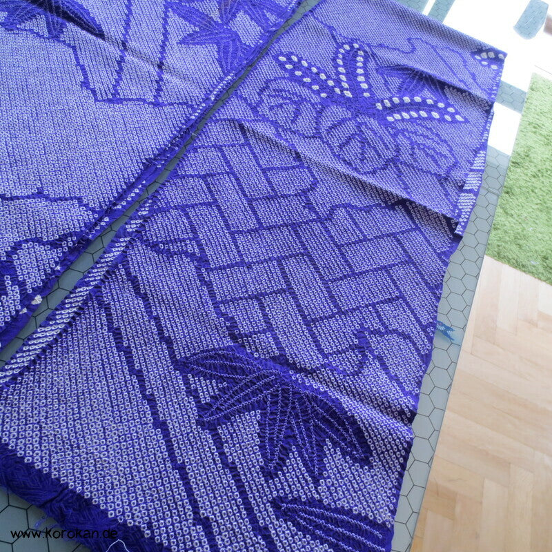 Full Shibori Seiden Karieba für Furisode Kimono, Bambus, Paulownia