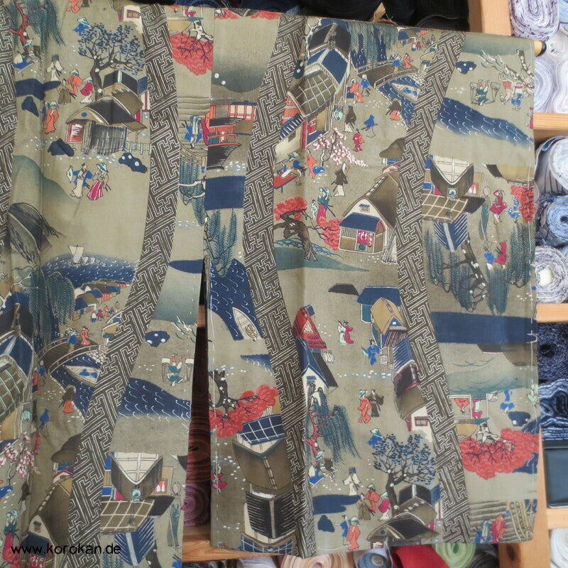 japanische Dorfszenen Seide Juban Unterkimono