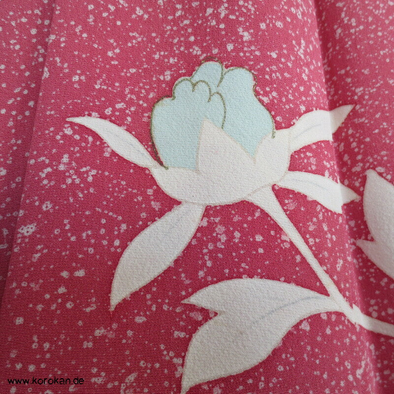 gedeckt pinkiger Päonien Seidencrepe Homongi Kimono