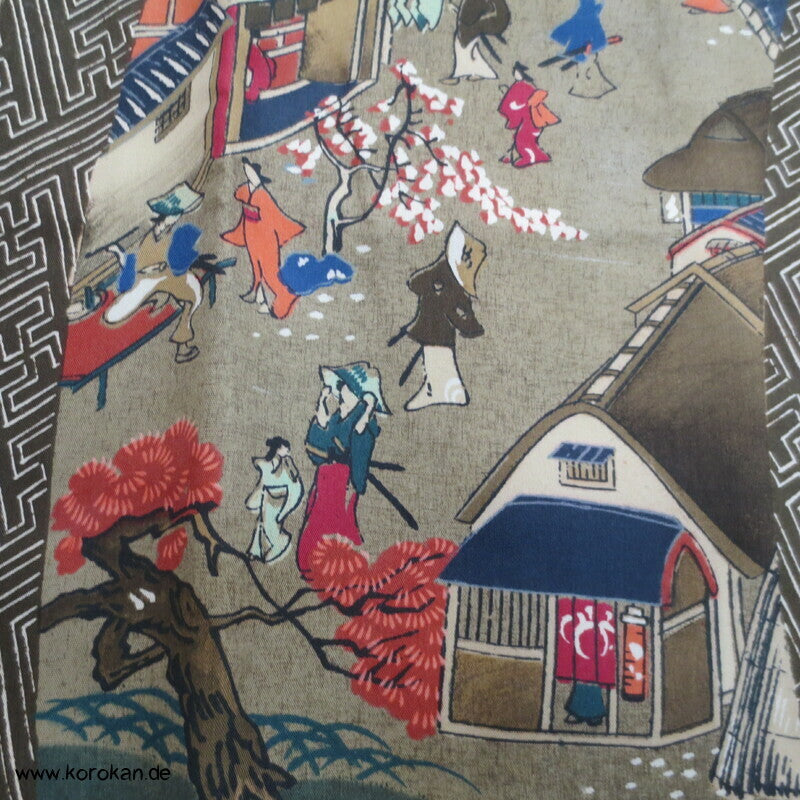 japanische Dorfszenen Seide Juban Unterkimono