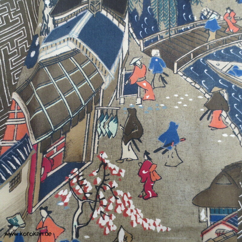 japanische Dorfszenen Seide Juban Unterkimono