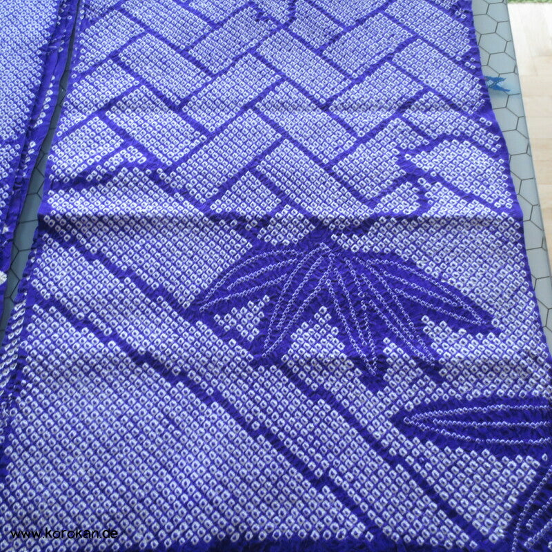 Full Shibori Seiden Karieba für Furisode Kimono, Bambus, Paulownia