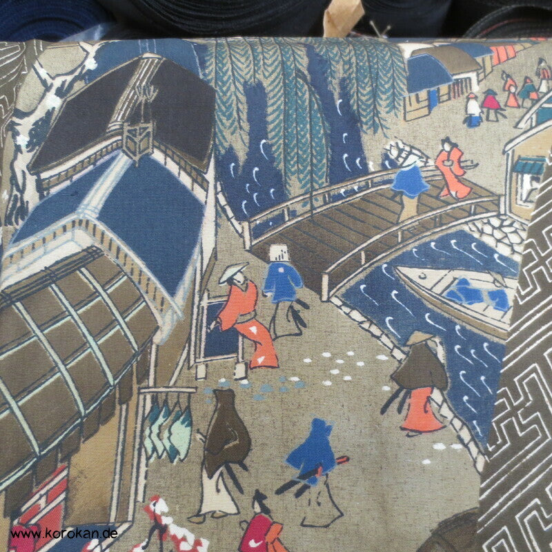 japanische Dorfszenen Seide Juban Unterkimono