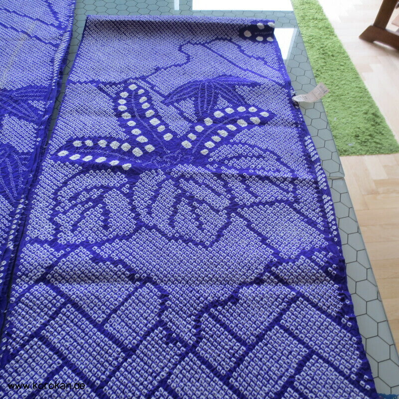 Full Shibori Seiden Karieba für Furisode Kimono, Bambus, Paulownia