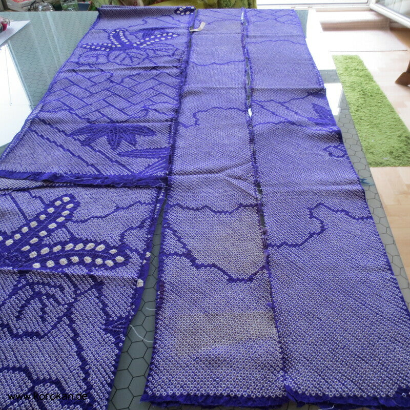 Full Shibori Seiden Karieba für Furisode Kimono, Bambus, Paulownia