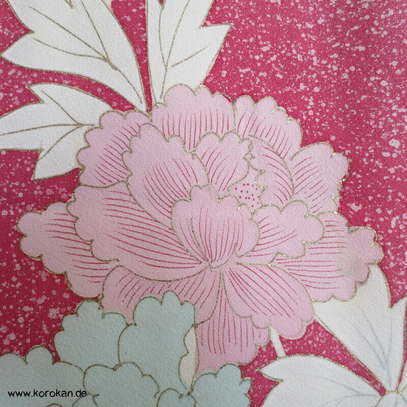 gedeckt pinkiger Päonien Seidencrepe Homongi Kimono