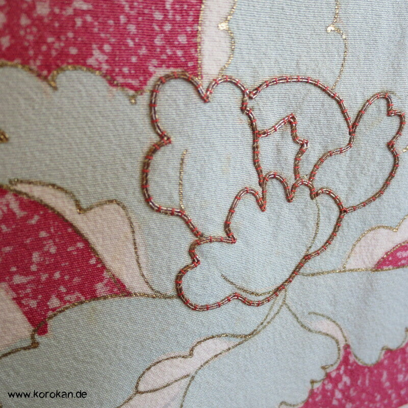gedeckt pinkiger Päonien Seidencrepe Homongi Kimono
