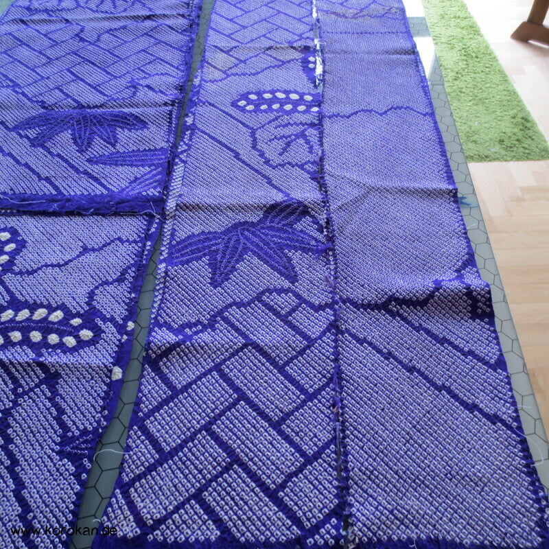 Full Shibori Seiden Karieba für Furisode Kimono, Bambus, Paulownia
