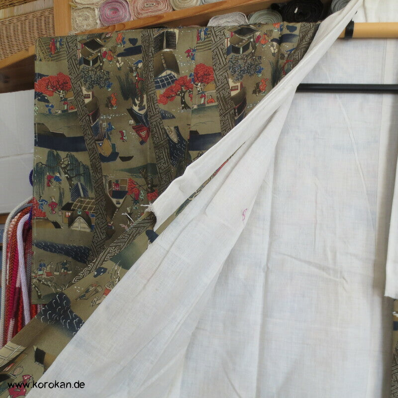 japanische Dorfszenen Seide Juban Unterkimono