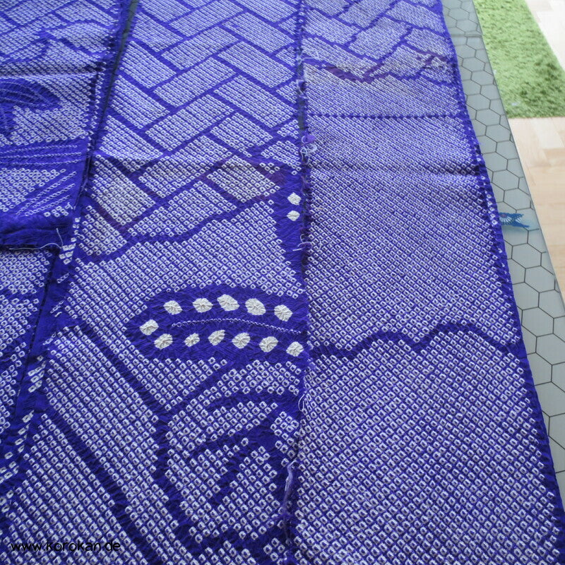 Full Shibori Seiden Karieba für Furisode Kimono, Bambus, Paulownia