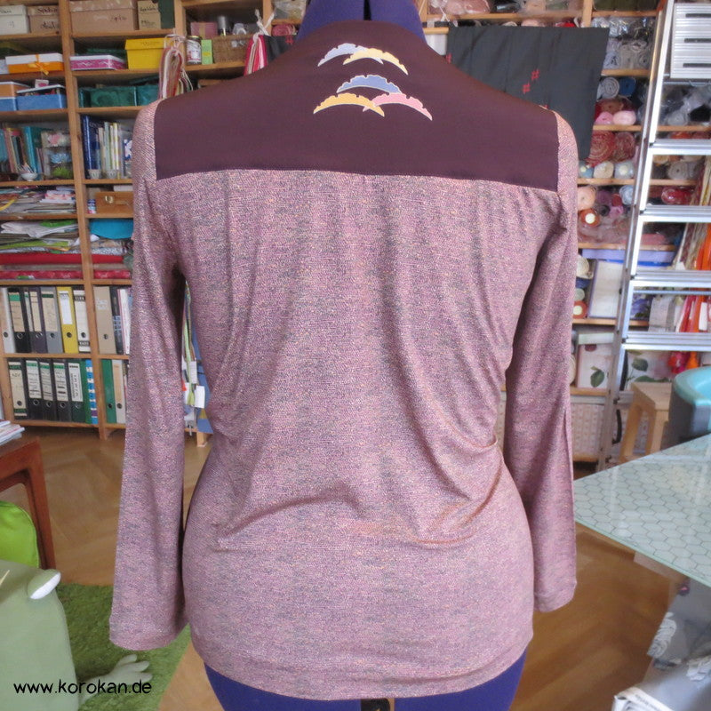 Balconnet - Langarm Shirt, Kombi aus Muster Seide Panel + Jersey