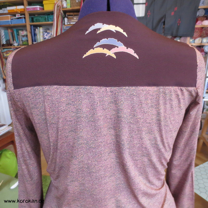 Balconnet - Langarm Shirt, Kombi aus Muster Seide Panel + Jersey