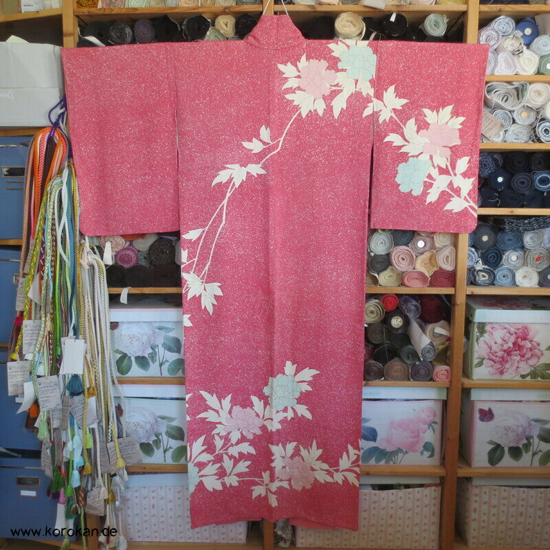 gedeckt pinkiger Päonien Seidencrepe Homongi Kimono