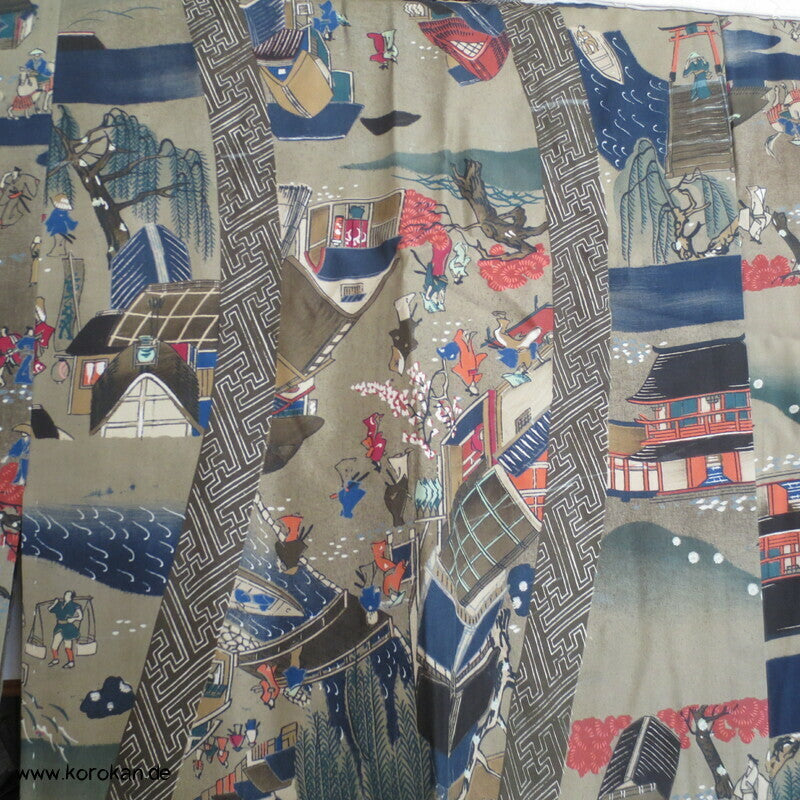 japanische Dorfszenen Seide Juban Unterkimono