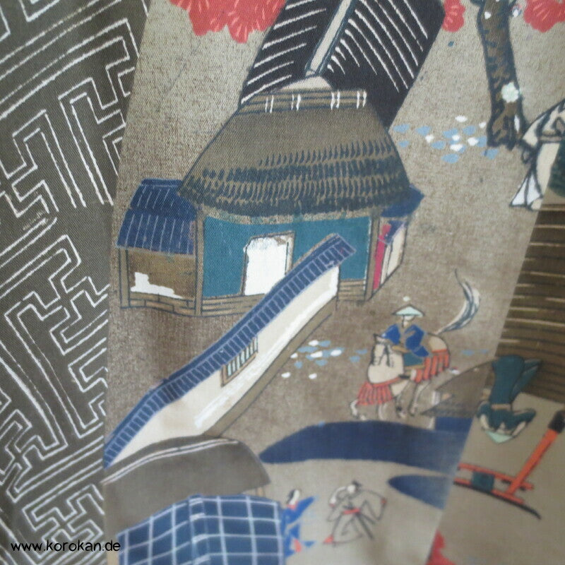 japanische Dorfszenen Seide Juban Unterkimono