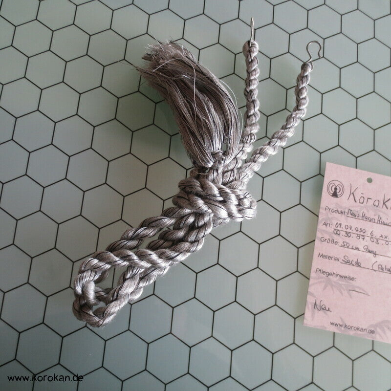 Männer Haori Himo Bindeband - silber melierte Seidenkordel