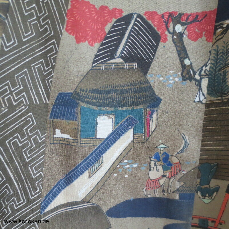 japanische Dorfszenen Seide Juban Unterkimono