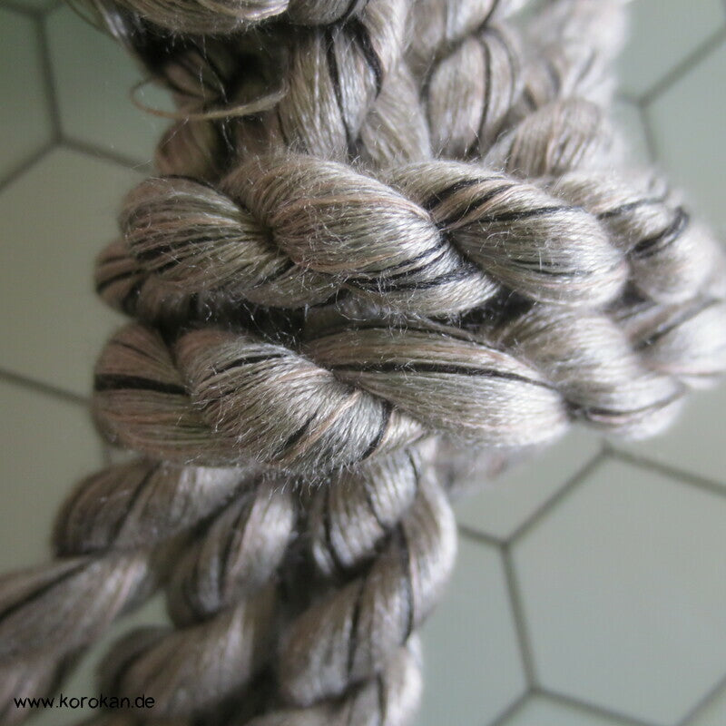 Männer Haori Himo Bindeband - silber melierte Seidenkordel