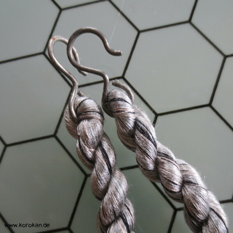 Männer Haori Himo Bindeband - silber melierte Seidenkordel