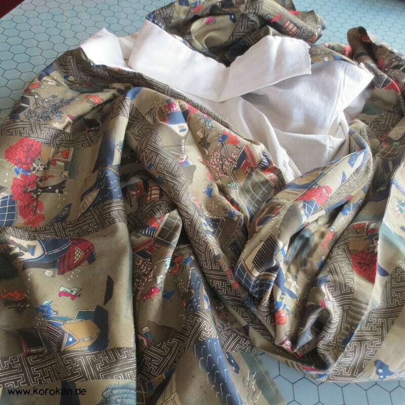 japanische Dorfszenen Seide Juban Unterkimono