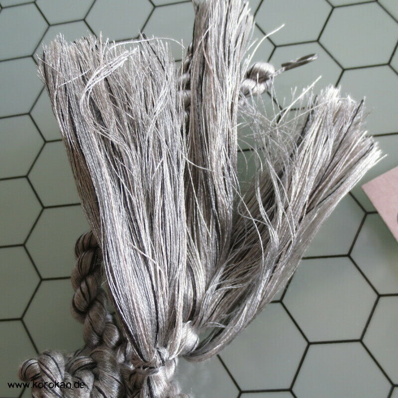 Männer Haori Himo Bindeband - silber melierte Seidenkordel