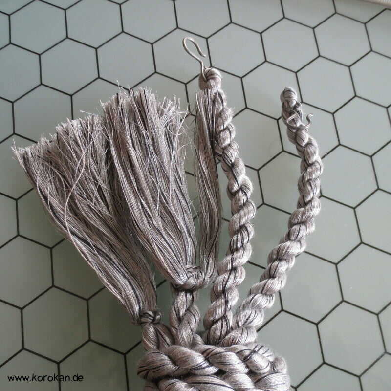 Männer Haori Himo Bindeband - silber melierte Seidenkordel