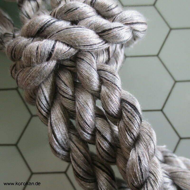 Männer Haori Himo Bindeband - silber melierte Seidenkordel