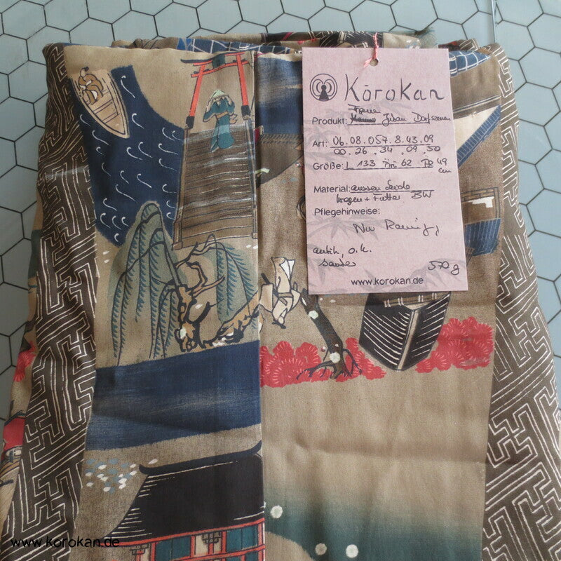 japanische Dorfszenen Seide Juban Unterkimono