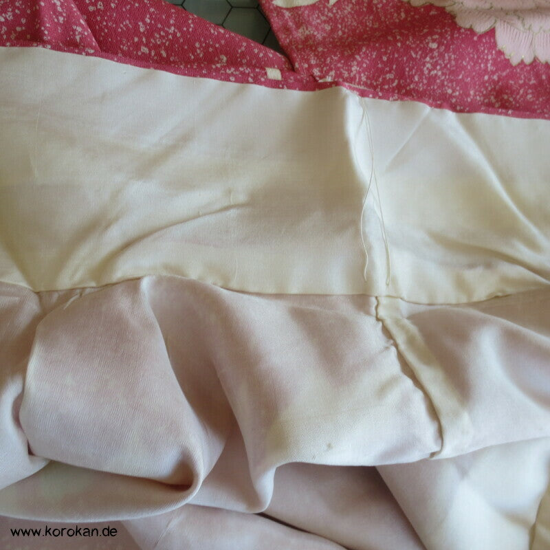 gedeckt pinkiger Päonien Seidencrepe Homongi Kimono