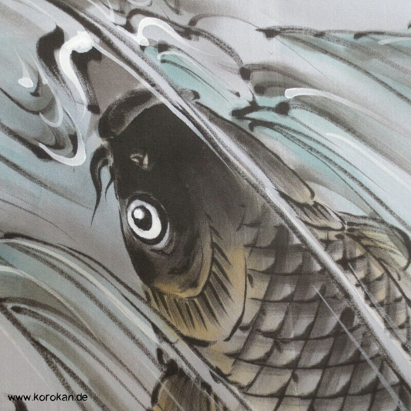 springender Koi Juban Unterkimono, japanische feine Seide