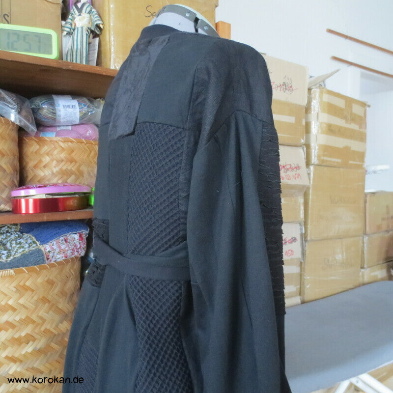 Das Abnehm Kleid - schwarzes Patchwork Bindebänder
