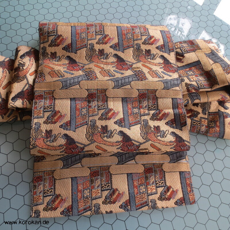 japanischer Stoffladen Nagoya Obi Kimonogürtel Seidenbrokat