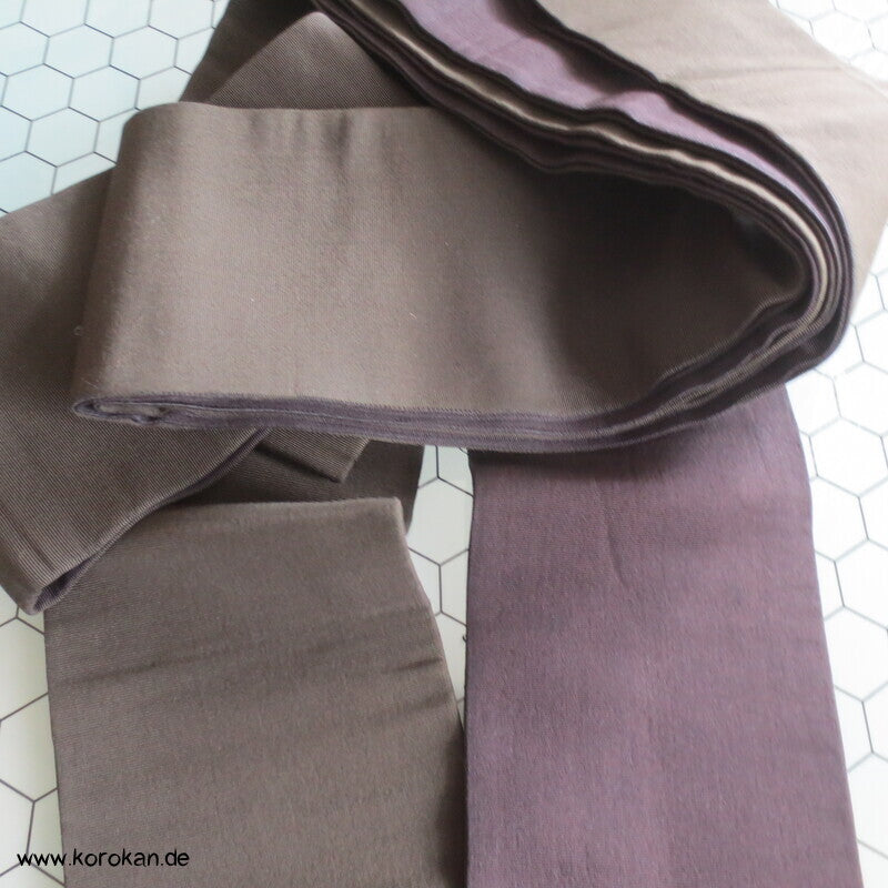 Kaku Seiden Obi Kimono Gürtel Rips, oliv - schwarz