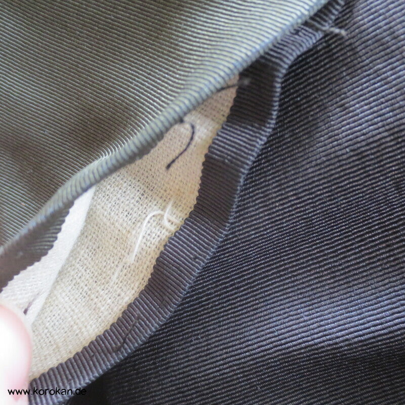 Kaku Seiden Obi Kimono Gürtel Rips, oliv - schwarz