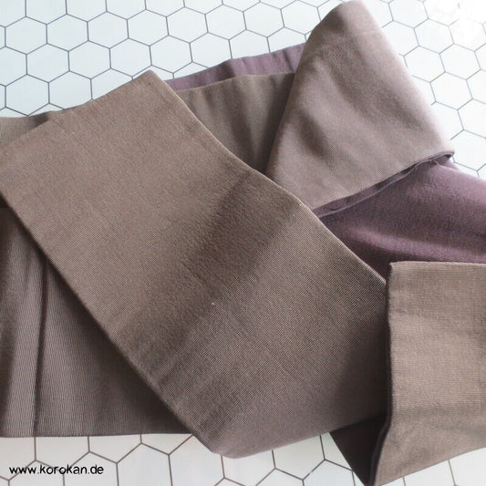 Kaku Seiden Obi Kimono Gürtel Rips, oliv - schwarz