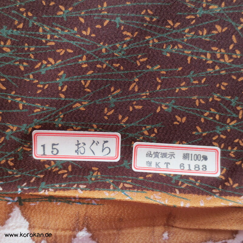 Kiefernnadel Kimono Chirimen Crepe Seide