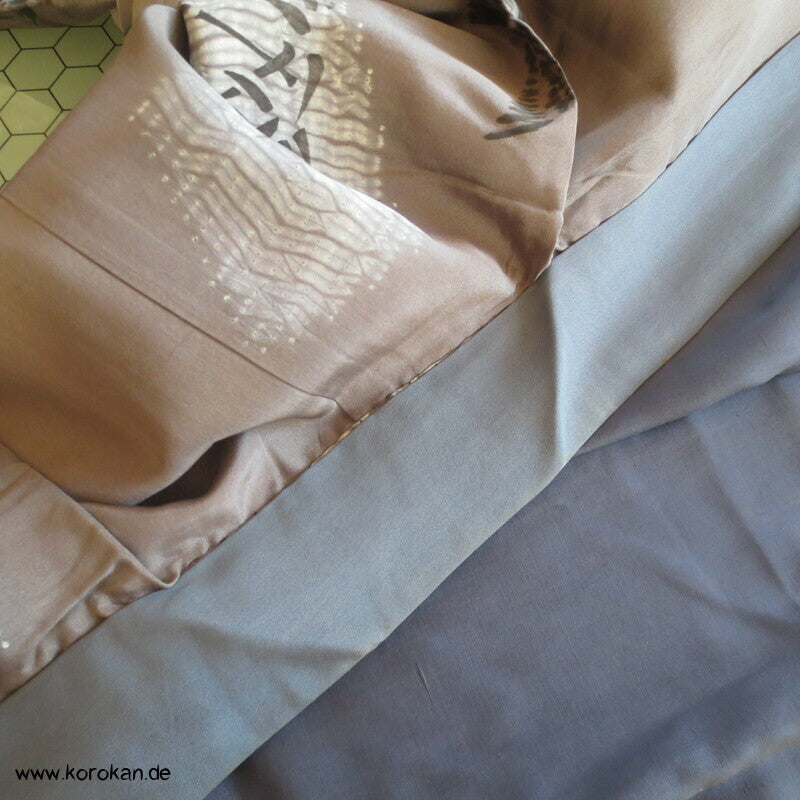 Spatzen und Bambus auf Shibori Fächern Juban Unter - Kimono