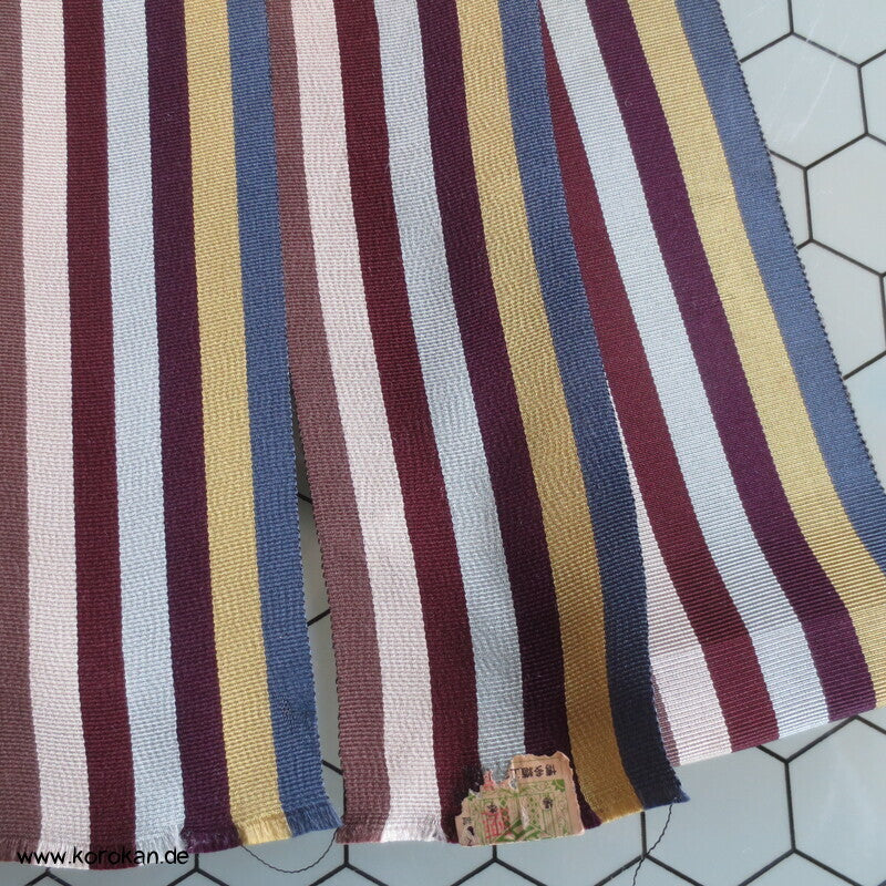 Kaku Obi / Datejime Seiden Kimono Gürtel gestreift, gedeckte Farben