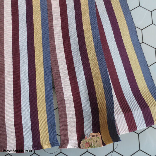 Kaku Obi / Datejime Seiden Kimono Gürtel gestreift, gedeckte Farben